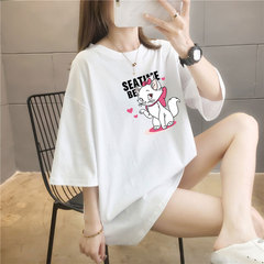 5個顏色夏季胖MM200斤加大碼中長款純棉韓版短袖t恤女