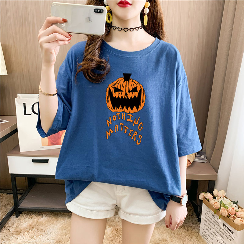 Real shooting 26 pieces of pure cotton medium length loose oversize summer clothes 9 colors Korean Short Sleeve T-shirt for women