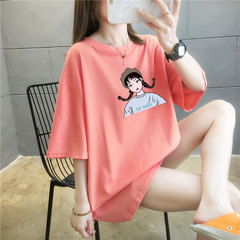 5 colors summer fat mm200kg plus medium length cotton Korean Short Sleeve T-Shirt