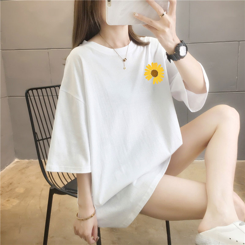 5 colors summer fat mm200kg plus medium length cotton Korean Short Sleeve T-Shirt