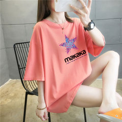 5 colors summer fat mm200kg plus medium length cotton Korean Short Sleeve T-Shirt