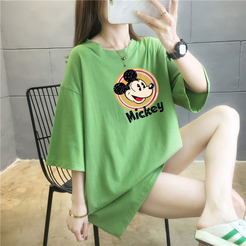 5 colors summer fat mm200kg plus medium length cotton Korean Short Sleeve T-Shirt