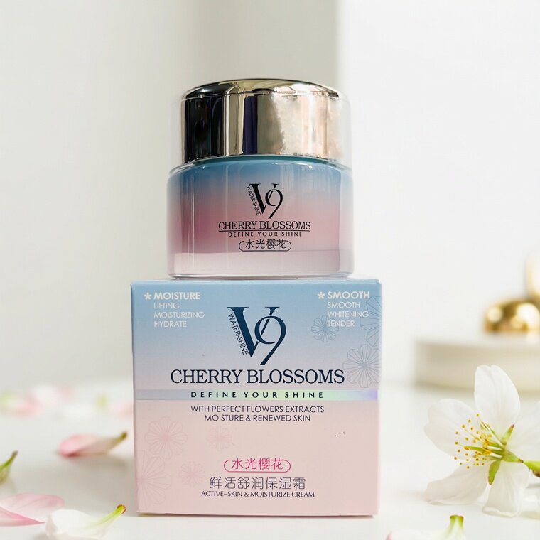 滨源泉V9水光樱花鲜活舒润保湿霜补水面霜清爽润肤露霜护肤化妆品