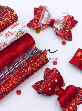 easymaker国庆发夹DIY材料儿童刘海夹公主蝴蝶结红色手工发饰ins1