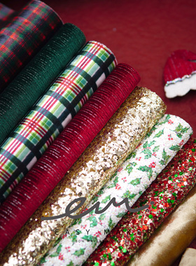 easymaker手工diy复古风儿童发夹ins蝴蝶结圣诞格子发饰材料闪布