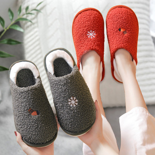 棉拖鞋女冬季包跟保暖加绒厚底月子鞋家居家用情侣防滑室内拖鞋男