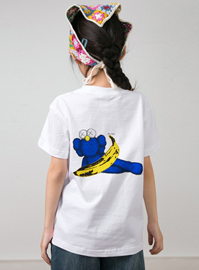 kaws香蕉卡通 透气印花夏季短袖T恤男女幼儿园儿童装宝宝Warhol