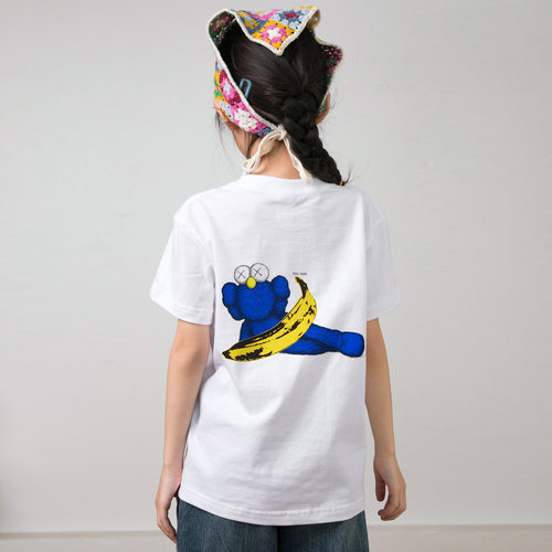 kaws香蕉卡通 透气印花夏季短袖T恤男女幼儿园儿童装宝宝Warhol