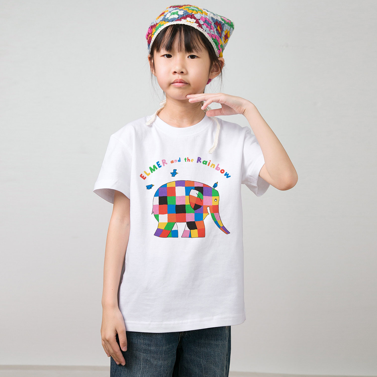 数码直喷 Elmer the patchwork elephant全棉夏季短袖T恤男女儿童