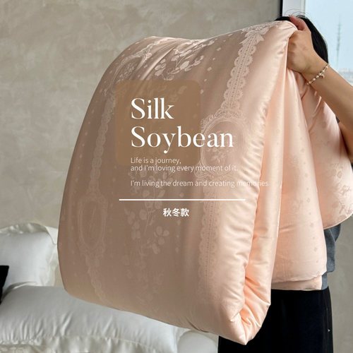 高端蚕丝大豆双蛋白天丝棉提花冬被芯莱赛尔大豆被春秋被蚕丝冬被