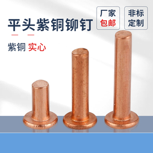 原GB109平头紫铜铆钉实心铜铆钉1.5M2M2.5M3M4M5M6M8敲击式 铜铆钉
