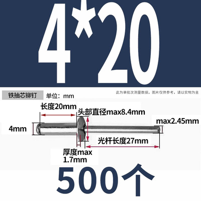 上新铁抽芯铆钉铆丁平圆头开口型圆头抽芯铆钉拉铆钉装潢钉32448