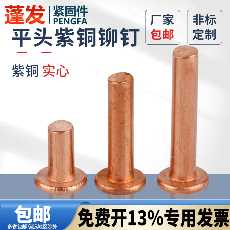 紫铜平头铆钉敲击式实心GB109