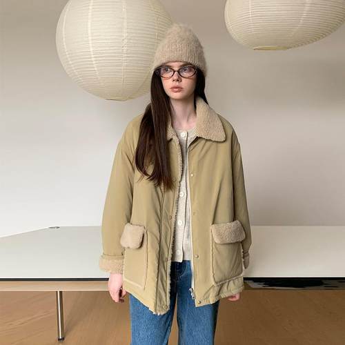 MOXI 十三行女装2025冬季新款羊羔毛外套女中长款羊羔绒厚款外套