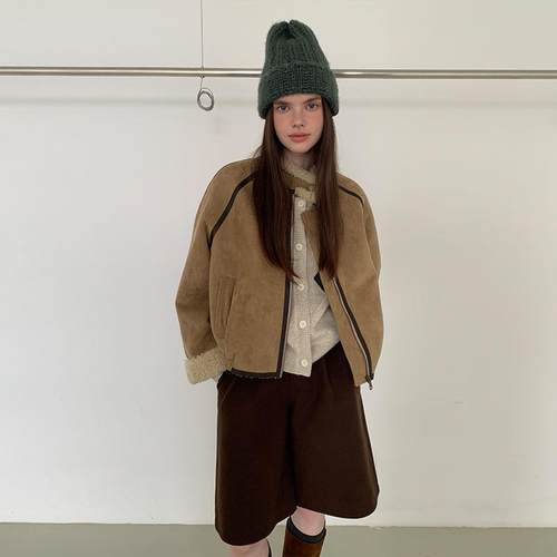 MOXI 十三行女装2025冬季新款复古美拉德羊羔毛绒短款夹克外套女