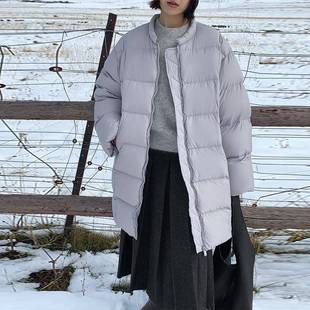 MOXI十三行女装2025冬季新款中长款羽绒服女排骨白鸭绒面包服外套