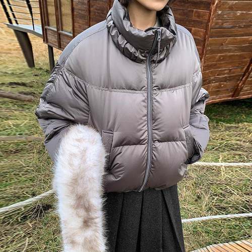 MOXI 十三行女装2025冬季新款白鸭绒立领高级感短款羽绒服外套