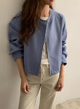 56758 MOXI十三行女装2025秋季新款高级感短款休闲显瘦圆领短外套