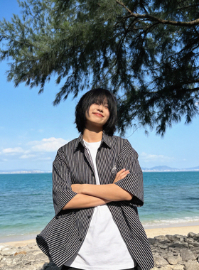 黑色条纹短袖衬衫夏季百搭宽松男女刺绣高街少年感清爽学院风衬衣