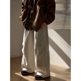 潮牌直筒阔腿长裤 美式 宽松百搭休闲裤 男女秋冬卫裤 子潮 复古运动裤