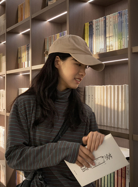 日系复古条纹高领打底衫男女秋冬内搭百搭显瘦保暖ins长袖t恤秋衣