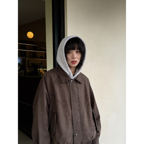 美拉德复古水洗工装短款夹克