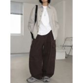 宽松百搭男女休闲长裤 美式 子 直筒大口袋阔腿裤 2026新款 复古工装 裤