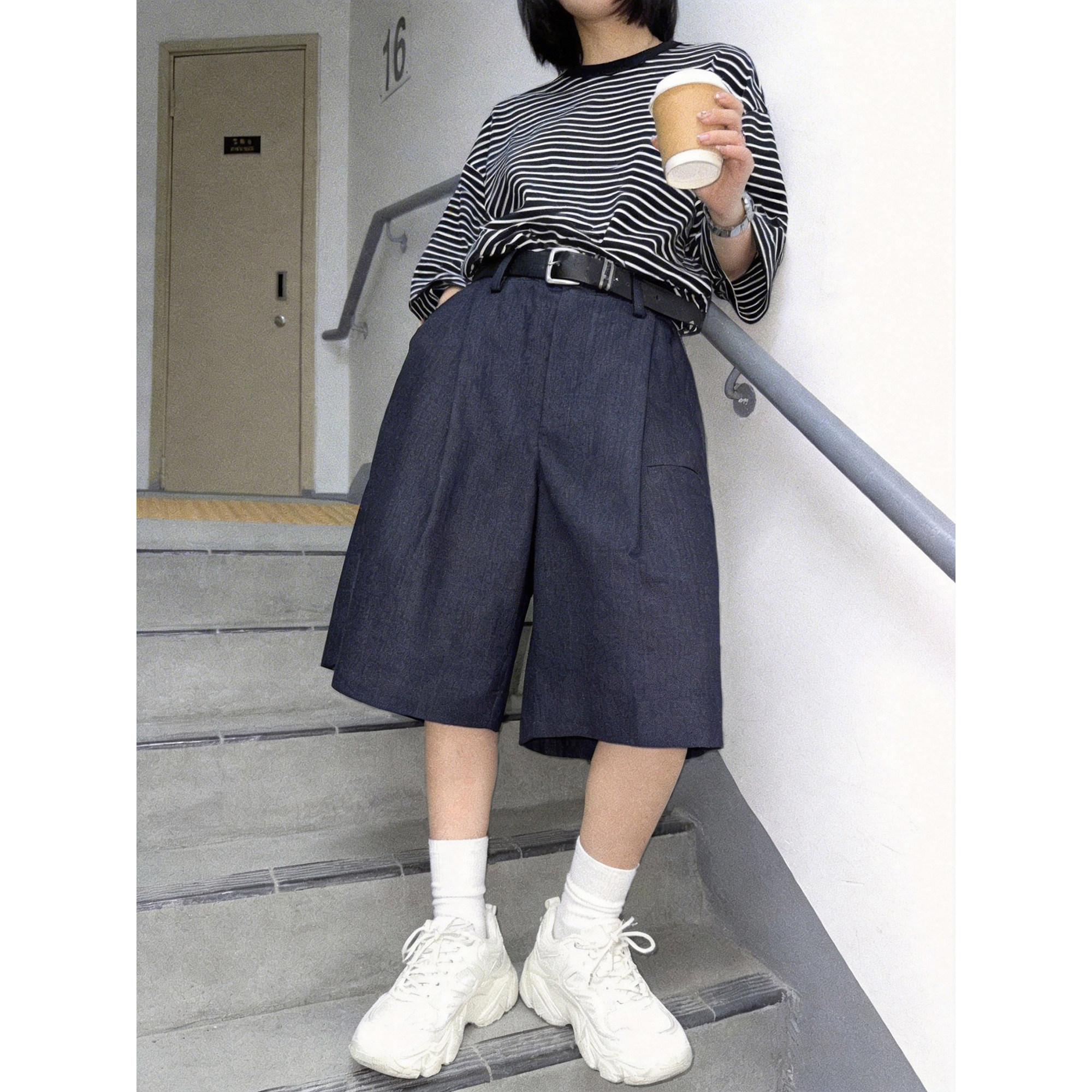 夏季西装五分裤直筒百搭高街cleanfit穿搭阔腿中裤复古休闲短裤子