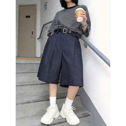 夏季高街百搭西装阔腿五分裤