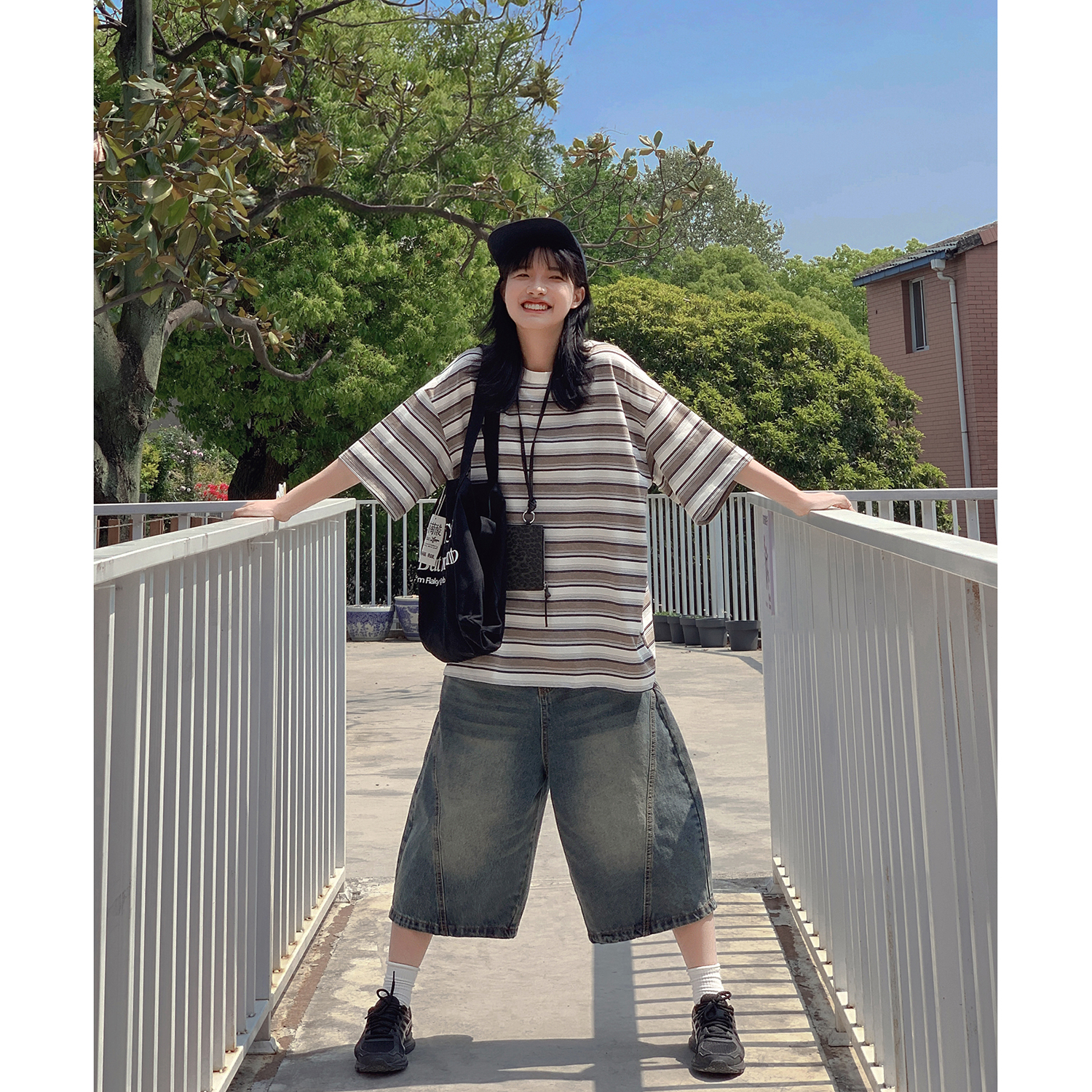 复古条纹短袖T恤2025夏季