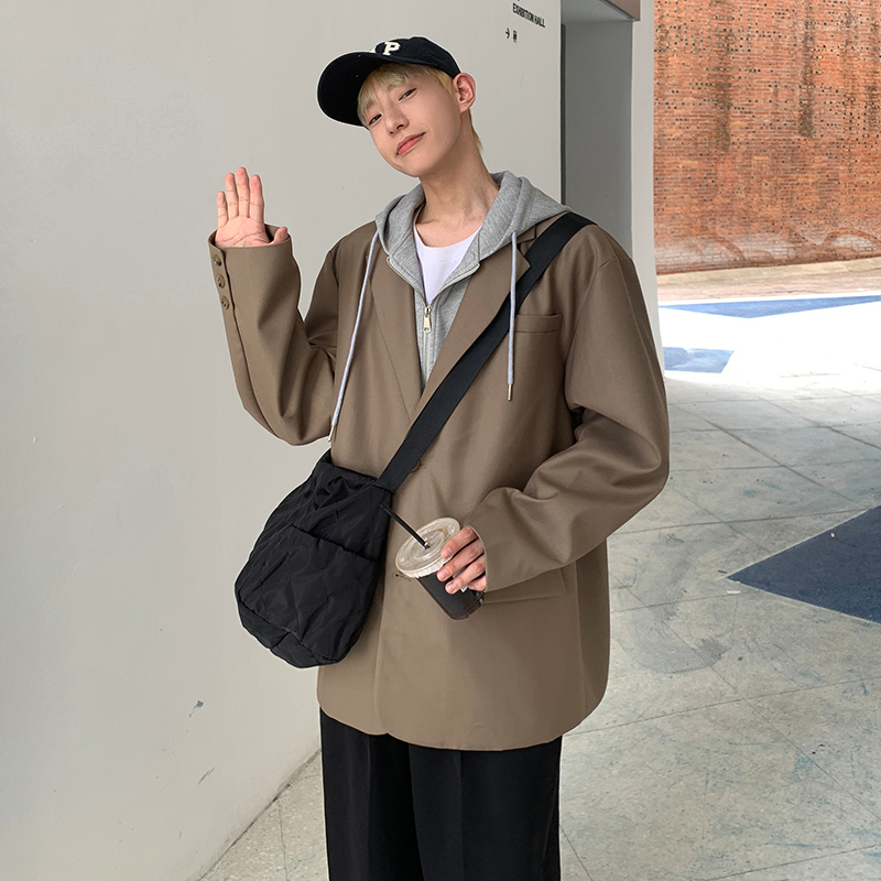 潮牌美式假两件西装外套