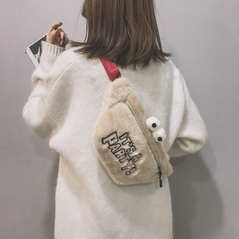 2019 New cross fashion ins Plush Texture Messenger Chest pack Versatile student Western style girl Waist pack Female bagin the Leather/Lady bags/Men's bag, Ms. bags  category - from Buy2taobao.com to provide professional Taobao agent buy service