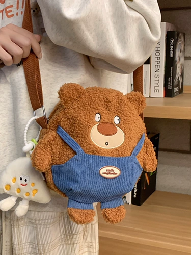 Японская милая демисезонная сумка через плечо, универсальная мультяшная небольшая сумка, сумка на одно плечо, с медвежатами