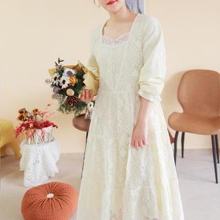 胖妹妹2025秋装法式优雅蕾丝连衣裙大码设计感复