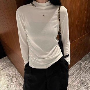 长袖 W.T2025秋冬款 纯色简约百搭羊毛打底衫 百搭半高领长袖 T恤 时尚