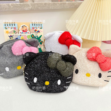 可爱卡通hello kitty零钱包凯蒂猫硬币包五十周年限定猫脸收纳包