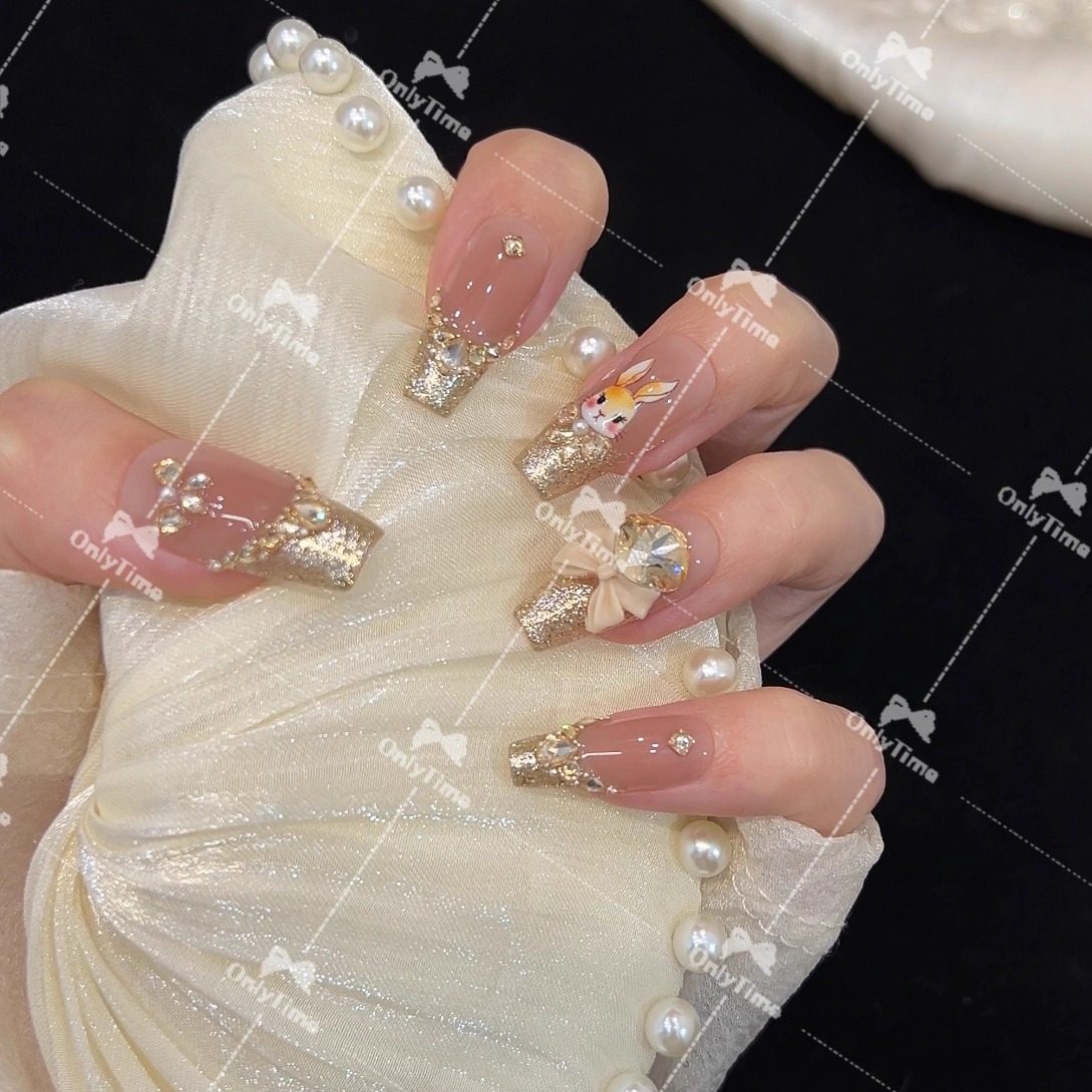 【拿铁小兔】法式日常显白小兔子穿戴甲轻奢设计款甲片,彩妆/香水/美妆工具,穿戴甲/甲片,淘宝优惠券,粉丝福利购,淘宝优惠卷