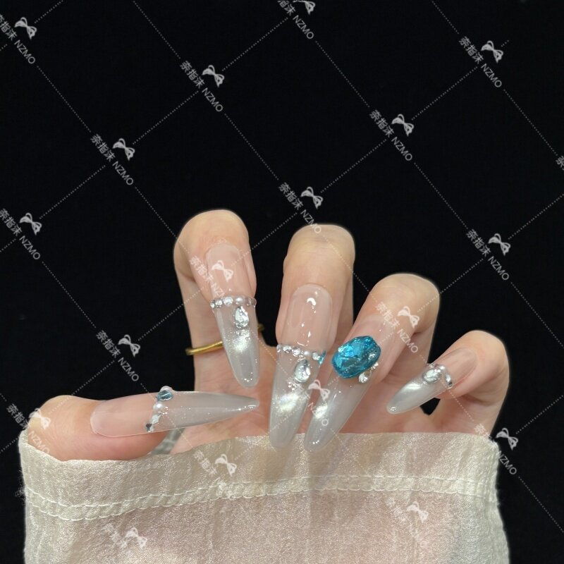 【K2035】冰透法式显白气质高级感长款贵气手工穿戴甲