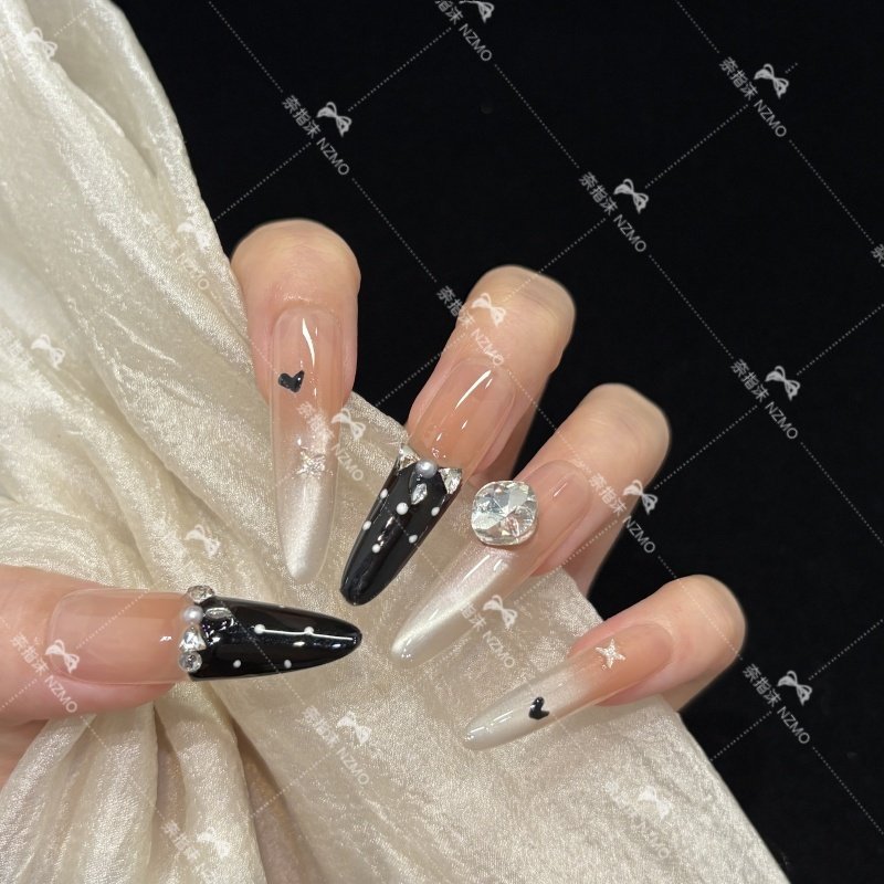 【K2021】法式波点显白气质长款穿戴甲