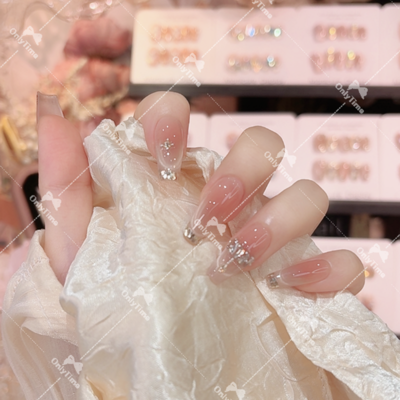 【记忆之芯】裸粉色日常显白穿戴甲镶钻轻奢日常美甲可拆卸使用