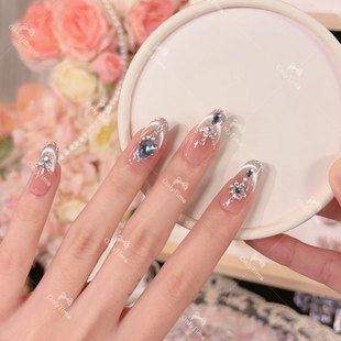 【赛里木湖】法式猫眼日常穿戴甲镶钻显白甲片可重复利用