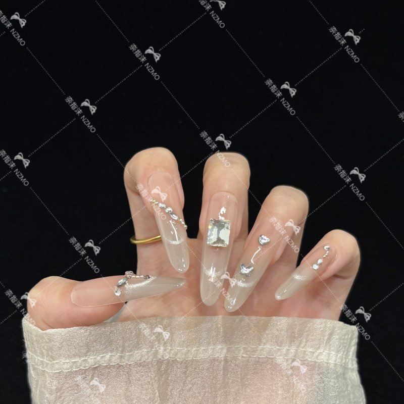 【K2016】气质裸色显白长款手工穿戴甲