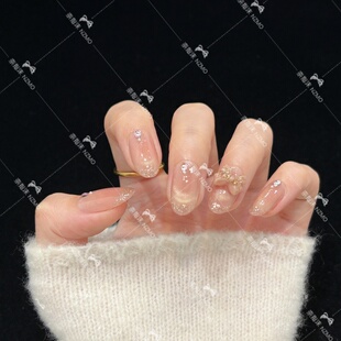 【Y96】短款显白可爱百搭猫眼气质蝴蝶结设计手工穿戴甲