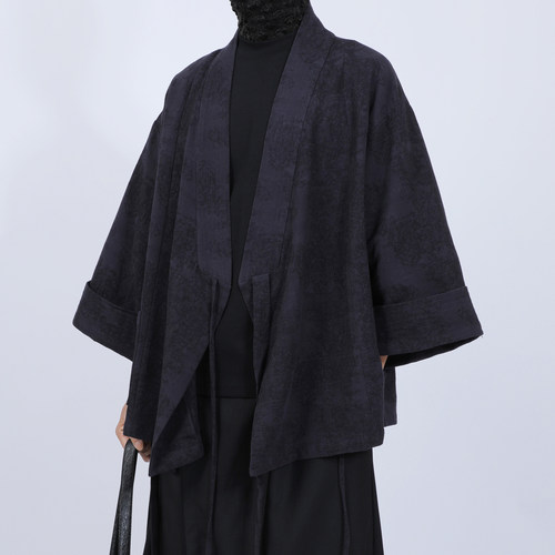 棉麻道袍禅意茶服开衫夹克男外套