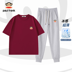 Paul frank/大嘴猴纯棉短袖T恤夏季薄款卫裤长裤休闲宽松运动套装