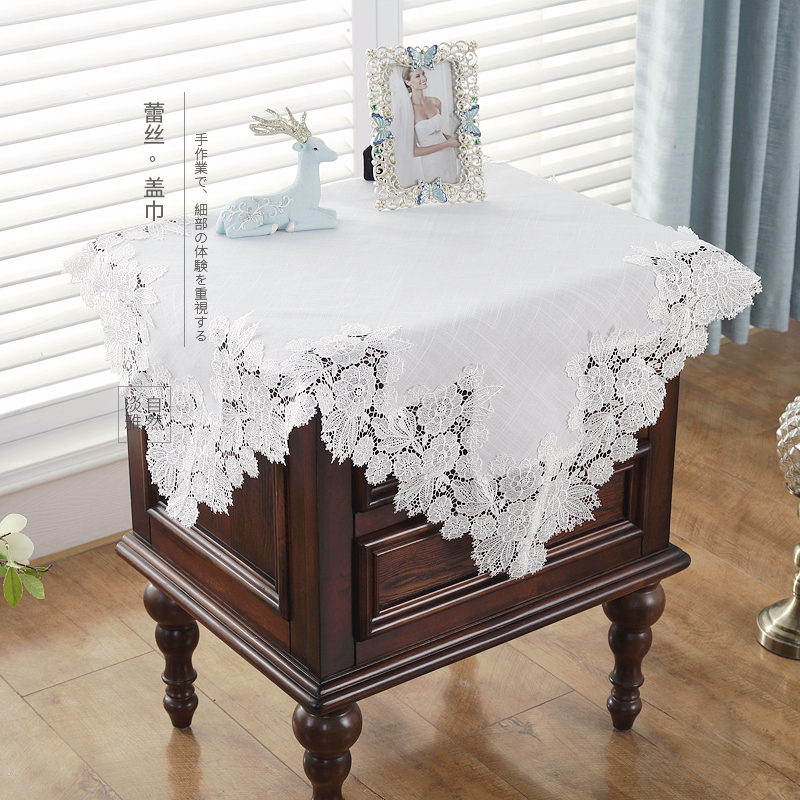 唯米百搭蕾丝方形防尘床头柜盖布