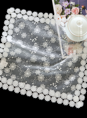 唯米9956欧式ins白色蕾丝镂空绣花防尘布遮盖巾方形家具电器盖布