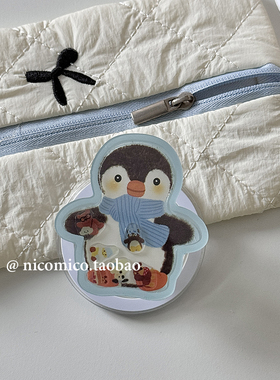 韩国ins可爱卡通企鹅摇摇乐Magsafe磁吸手机气囊支架伸缩折叠粘贴