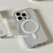 韩国ins风简约高级magsafe透明磁吸适用15promax苹果16手机壳iphone17亚克力14保护套13防摔硅胶软壳xsxr男女