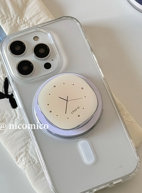 韩国ins小众设计博主同款时钟Magsafe磁吸手机气囊支架伸缩粘贴式